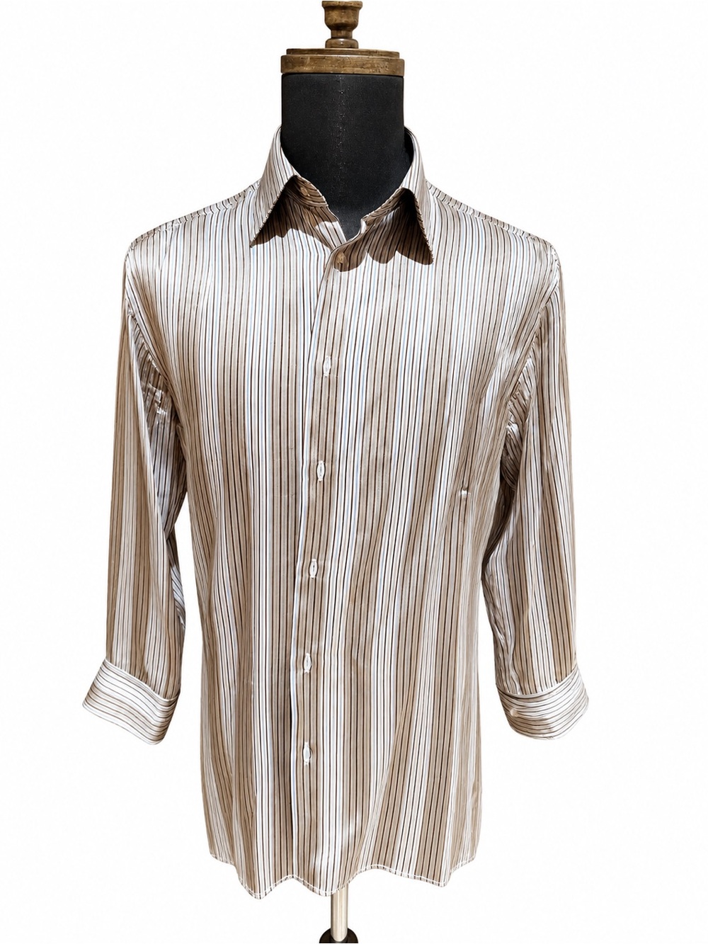 GIANNI VIERA 100% Silk Striped Button Down Shirt Made in Italy Men’s Medium